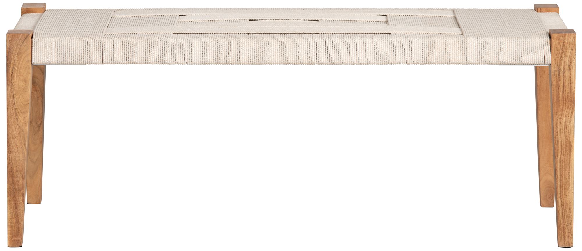 Thumbnail2 of 48 in. Beige Upholstered Accent Bench with Brown Solid Wood Frame more views