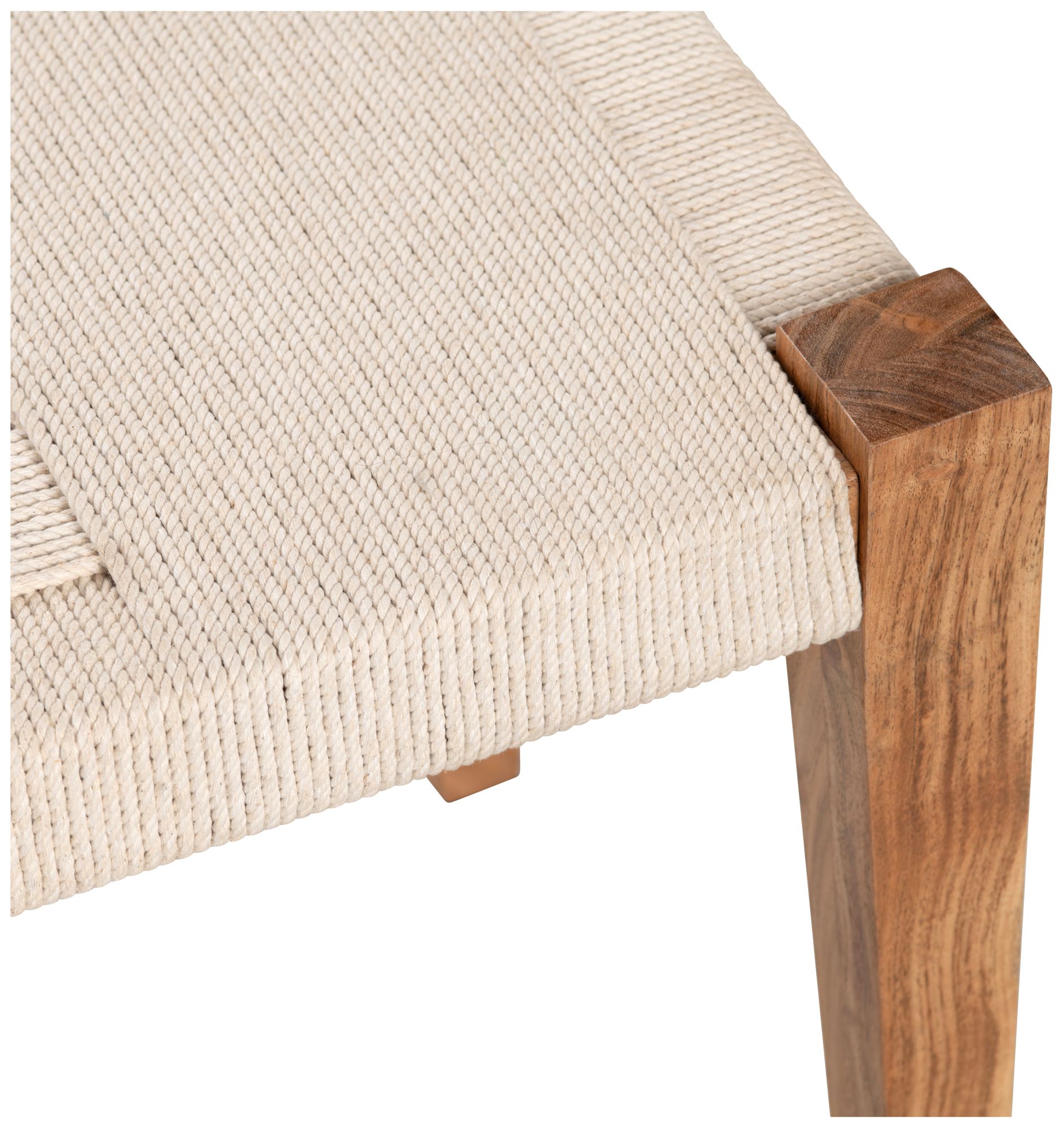 Thumbnail3 of 48 in. Beige Upholstered Accent Bench with Brown Solid Wood Frame more views