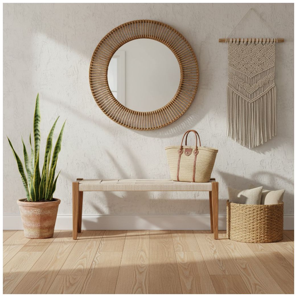 Thumbnail4 of 48 in. Beige Upholstered Accent Bench with Brown Solid Wood Frame more views