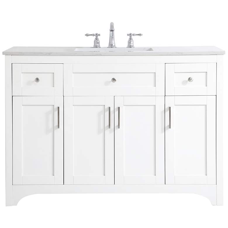 Image 2 48 in. White Single Sink Bathroom Vanity with Calacatta White Quartz Top