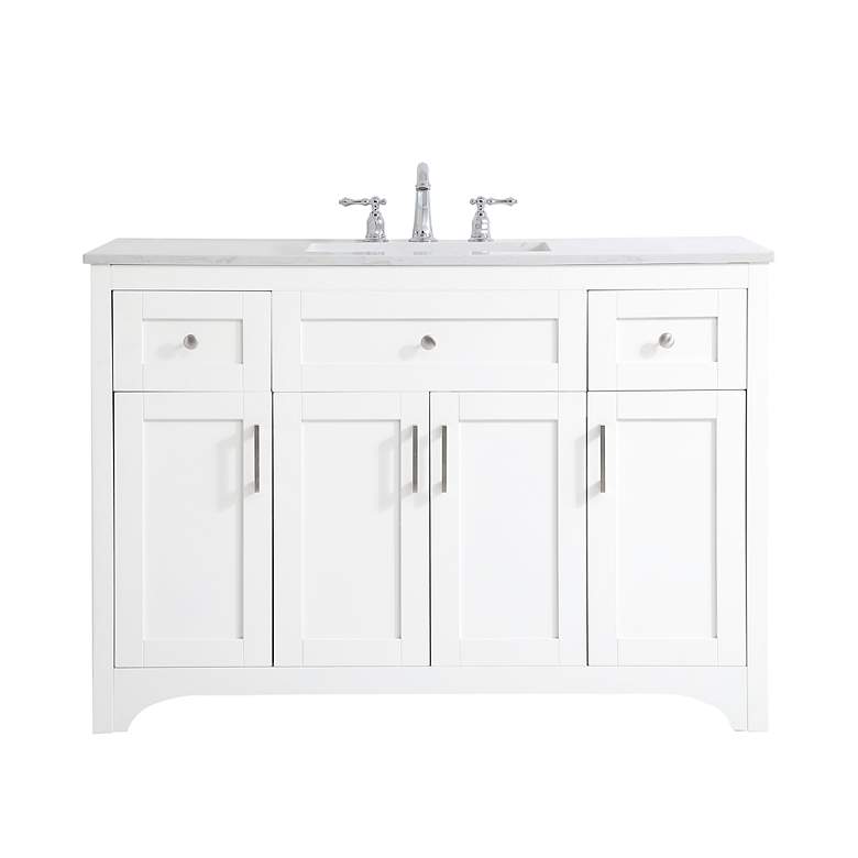 Image 3 48 in. White Single Sink Bathroom Vanity with Calacatta White Quartz Top more views