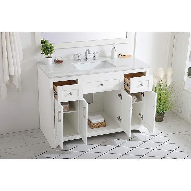 Image 4 48 in. White Single Sink Bathroom Vanity with Calacatta White Quartz Top more views