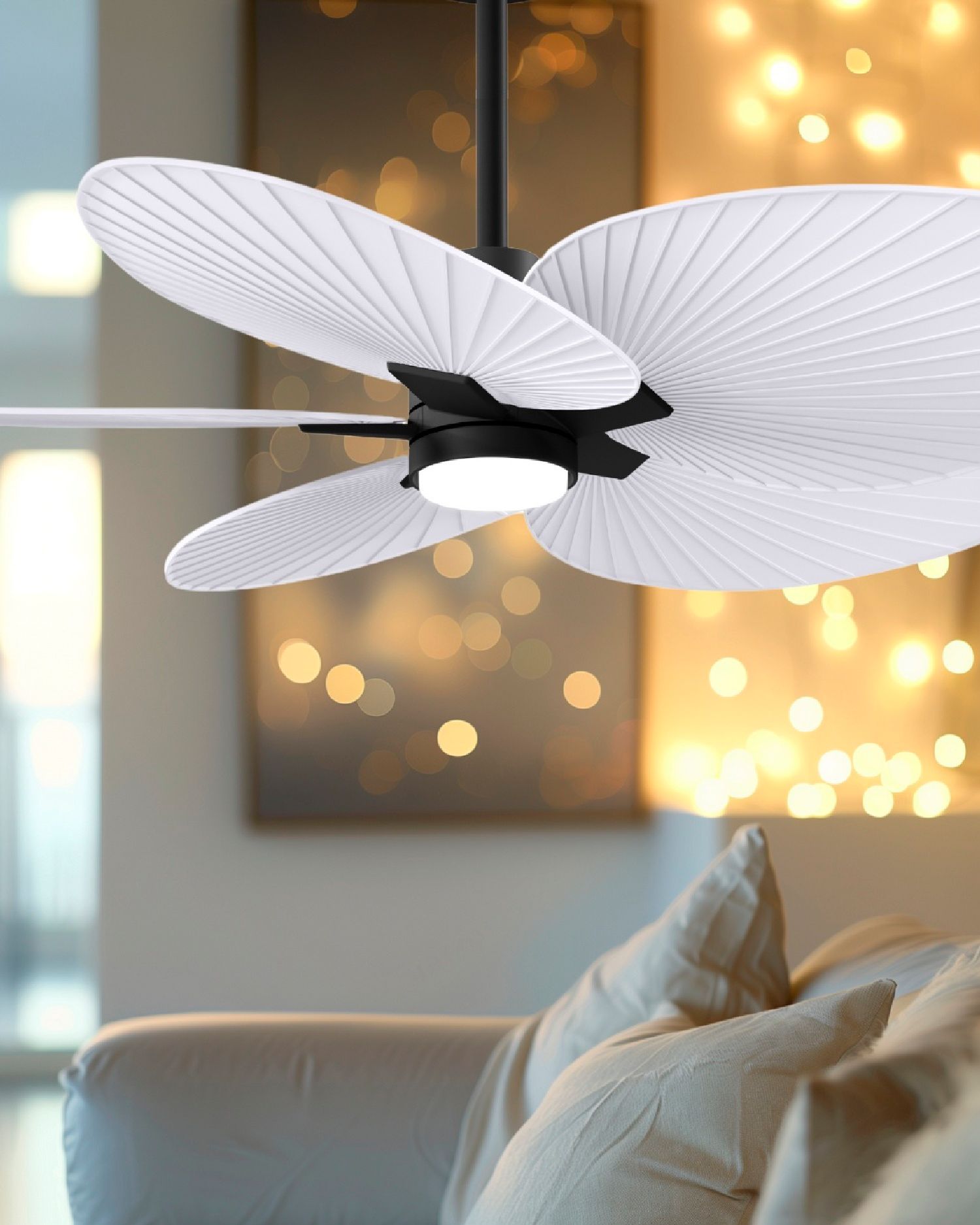 Image 4 48" Alessandra Black LED Ceiling Fan with Matte White Blades more views