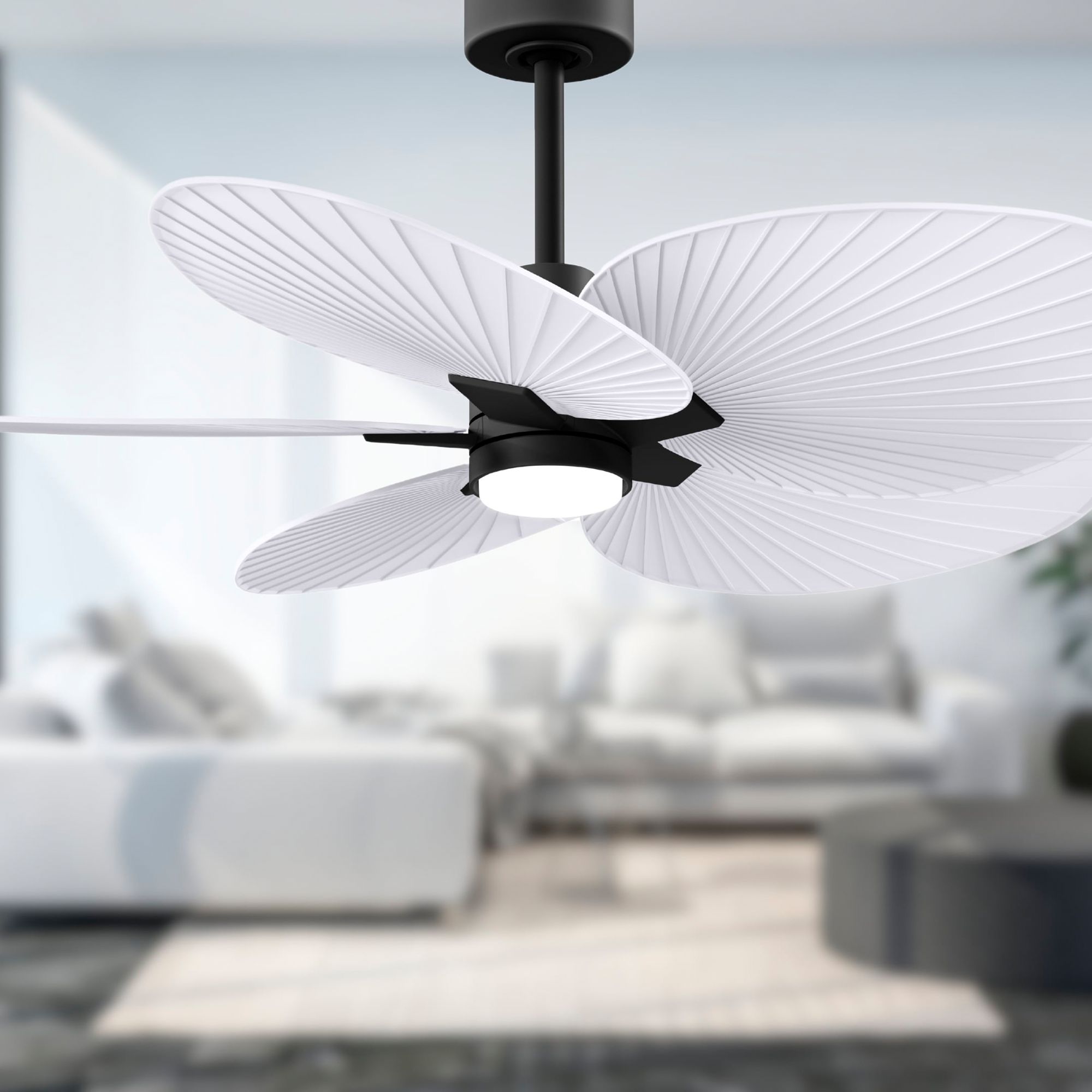 Image 5 48" Alessandra Black LED Ceiling Fan with Matte White Blades more views