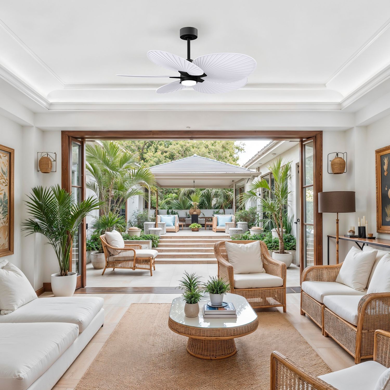 Image 6 48" Alessandra Black LED Ceiling Fan with Matte White Blades more views