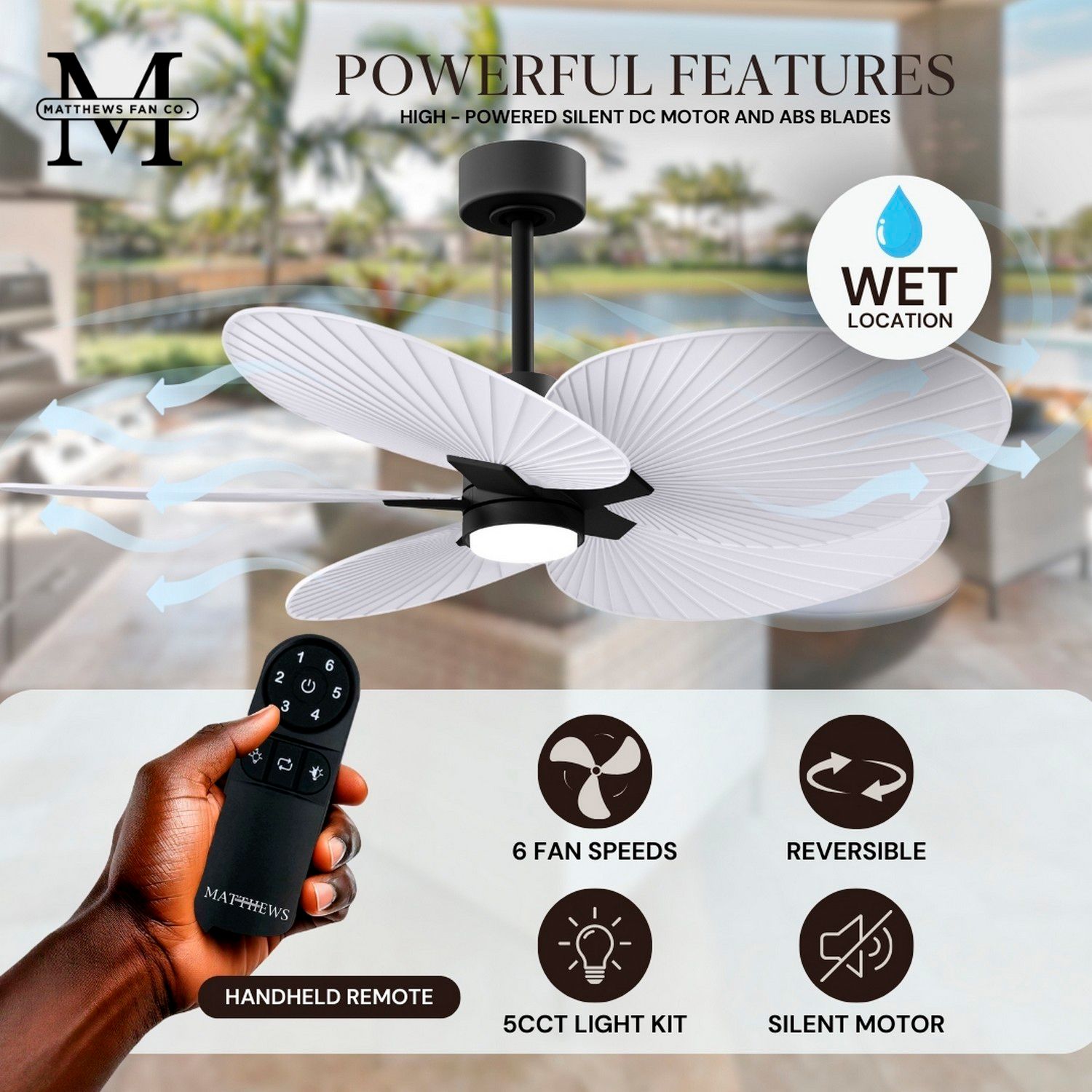 48" Alessandra Black LED Ceiling Fan with Matte White Blades