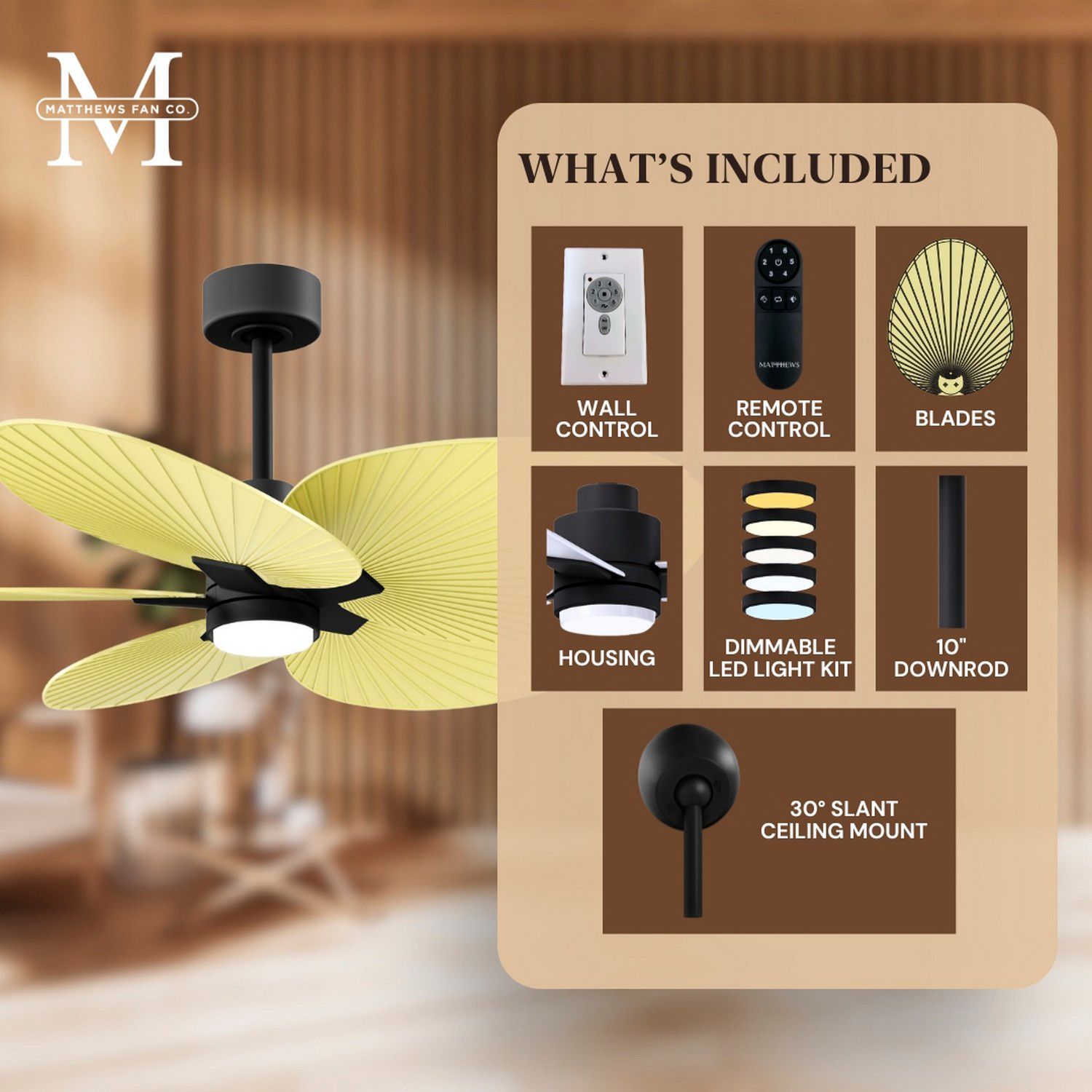 48" Alessandra Black LED Ceiling Fan with Yellow Blades