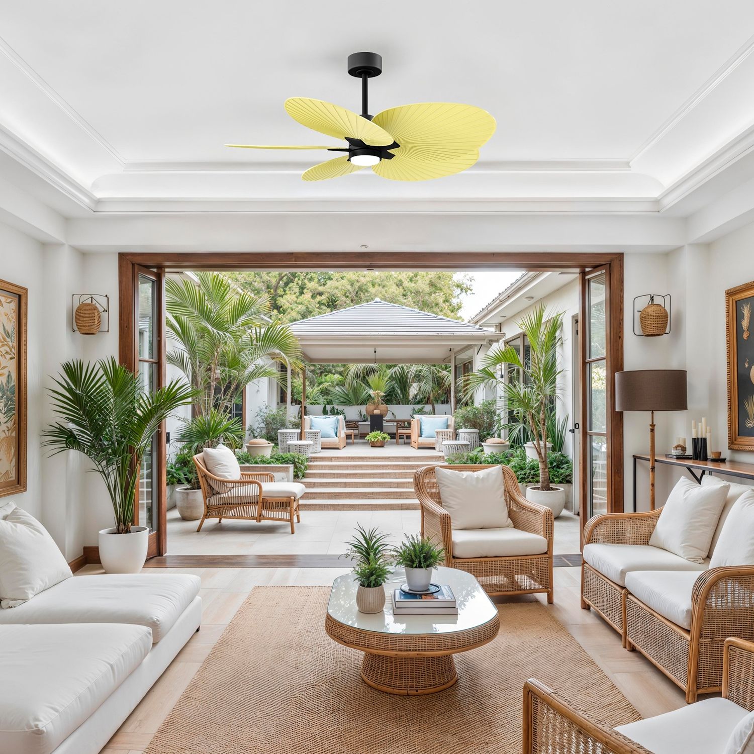 48" Alessandra Black LED Ceiling Fan with Yellow Blades