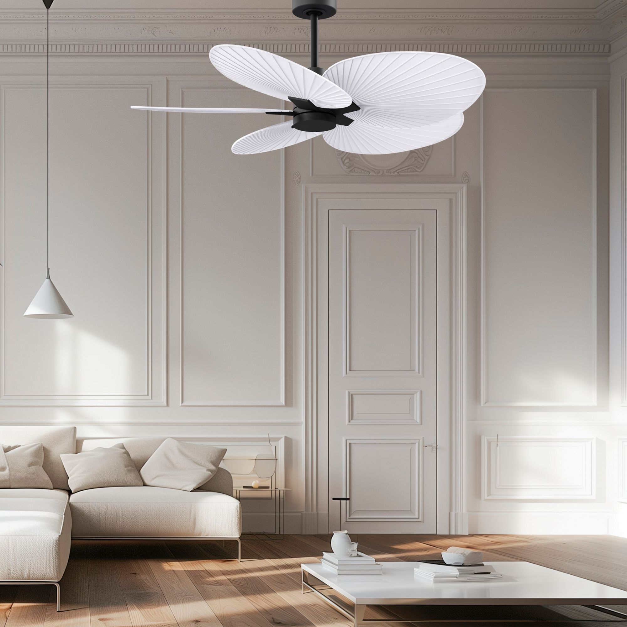 Image 2 48" Alessandra Tropical Black and Matte White Ceiling Fan more views