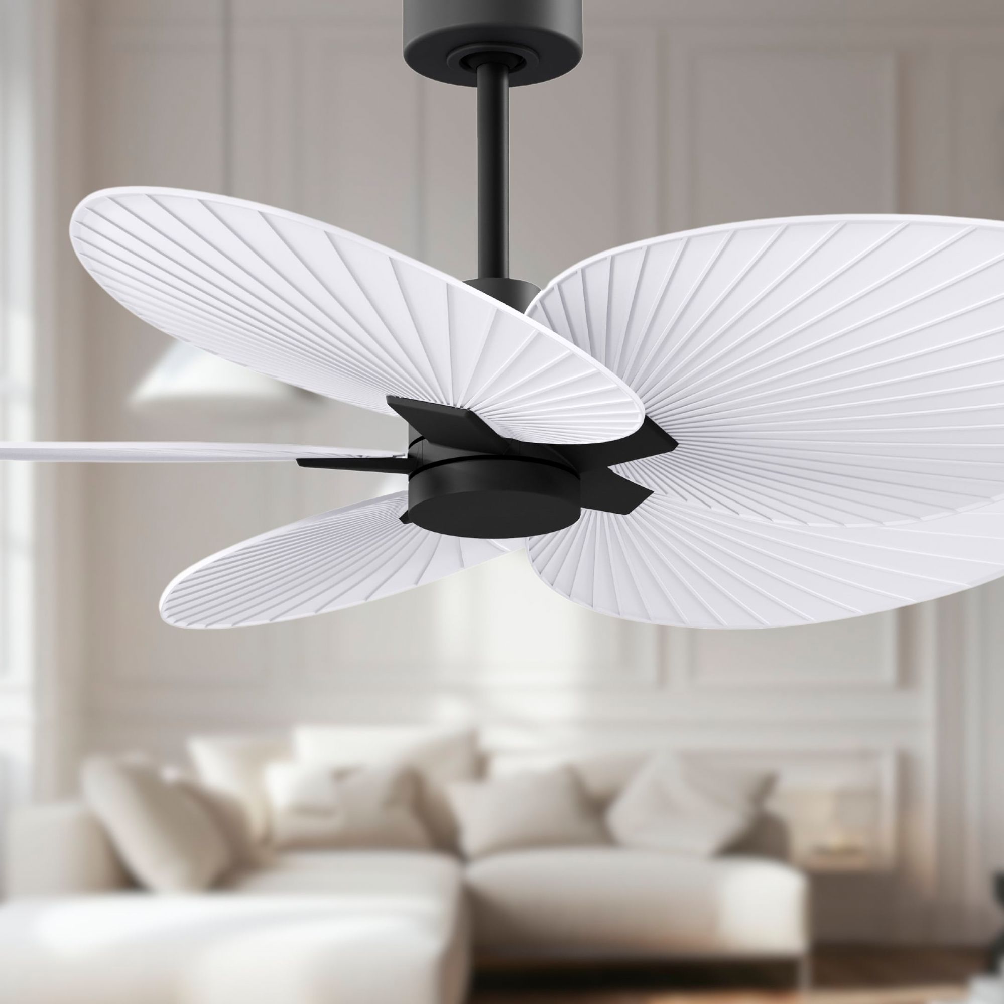 Image 3 48" Alessandra Tropical Black and Matte White Ceiling Fan more views