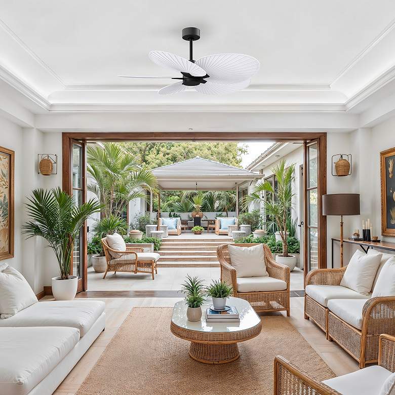 Image 4 48" Alessandra Tropical Black and Matte White Ceiling Fan more views