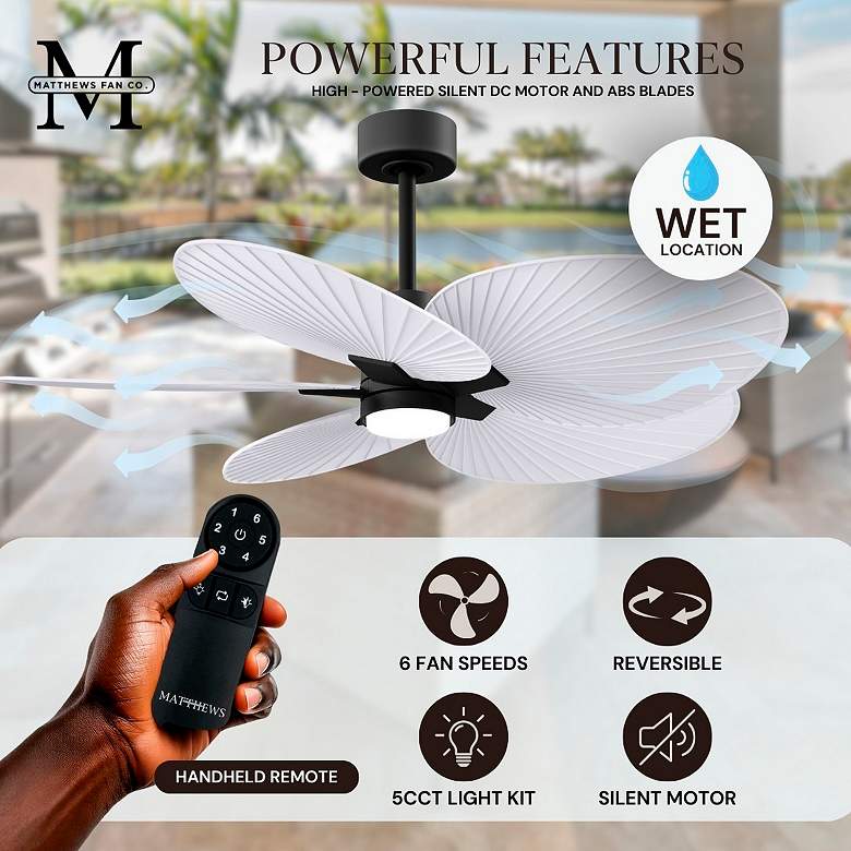Image 6 48" Alessandra Tropical Black and Matte White Ceiling Fan more views
