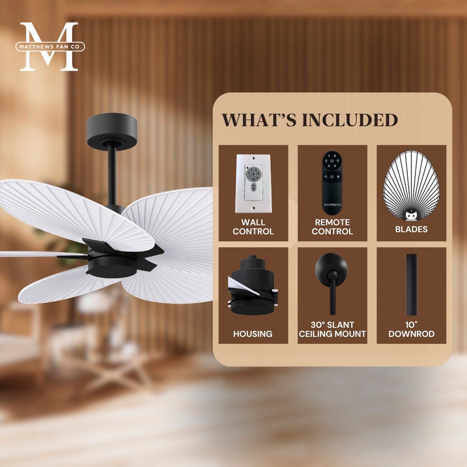 Image 7 48" Alessandra Tropical Black and Matte White Ceiling Fan more views