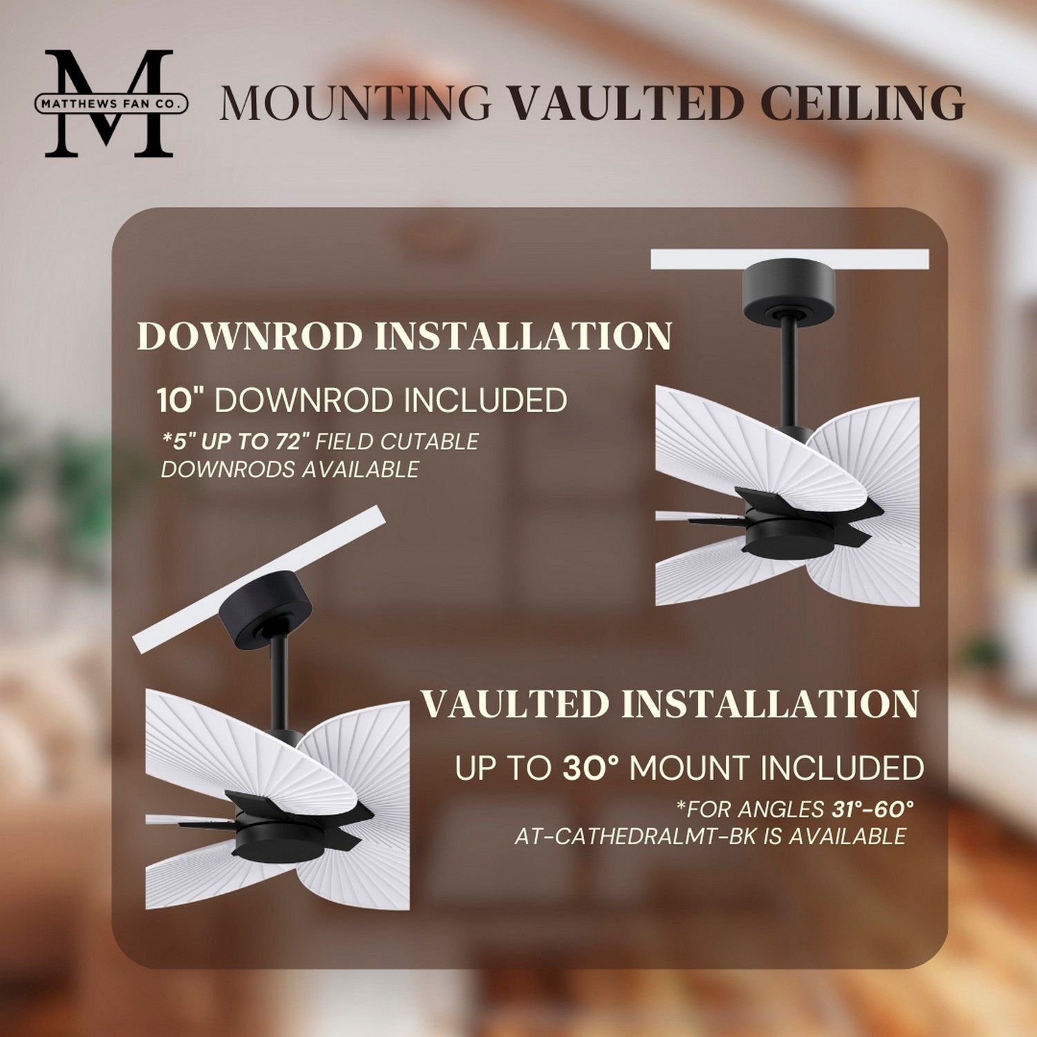 48" Alessandra Tropical Black and Matte White Ceiling Fan