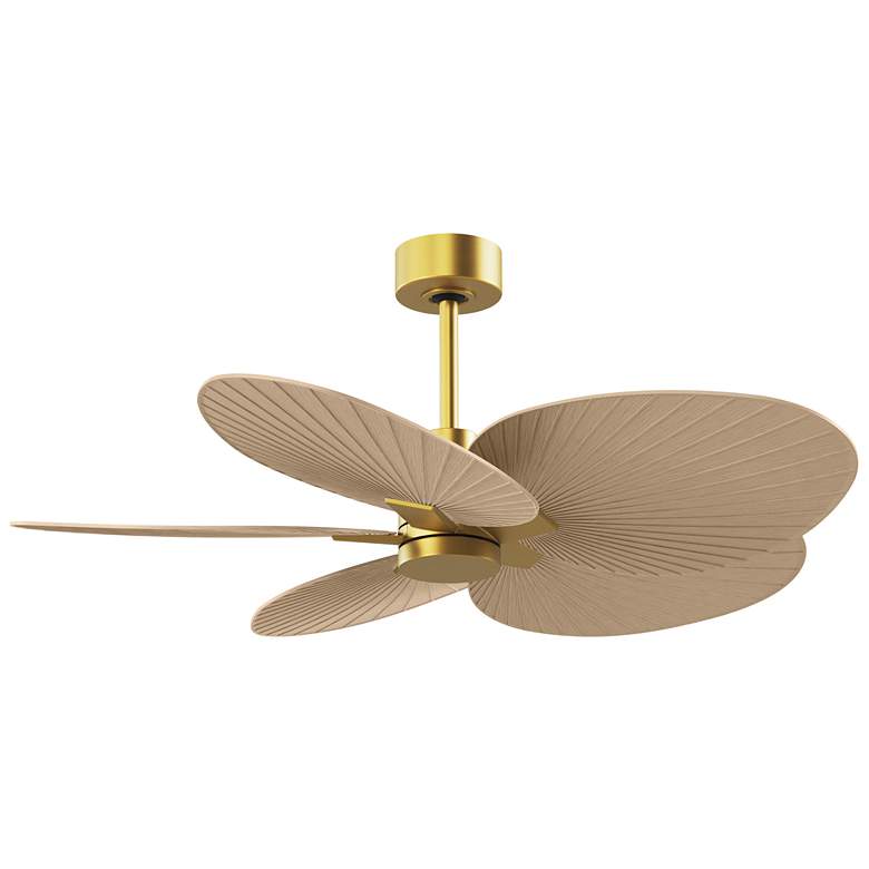 Image 1 48" Alessandra Tropical Brass and Light Maple Ceiling Fan