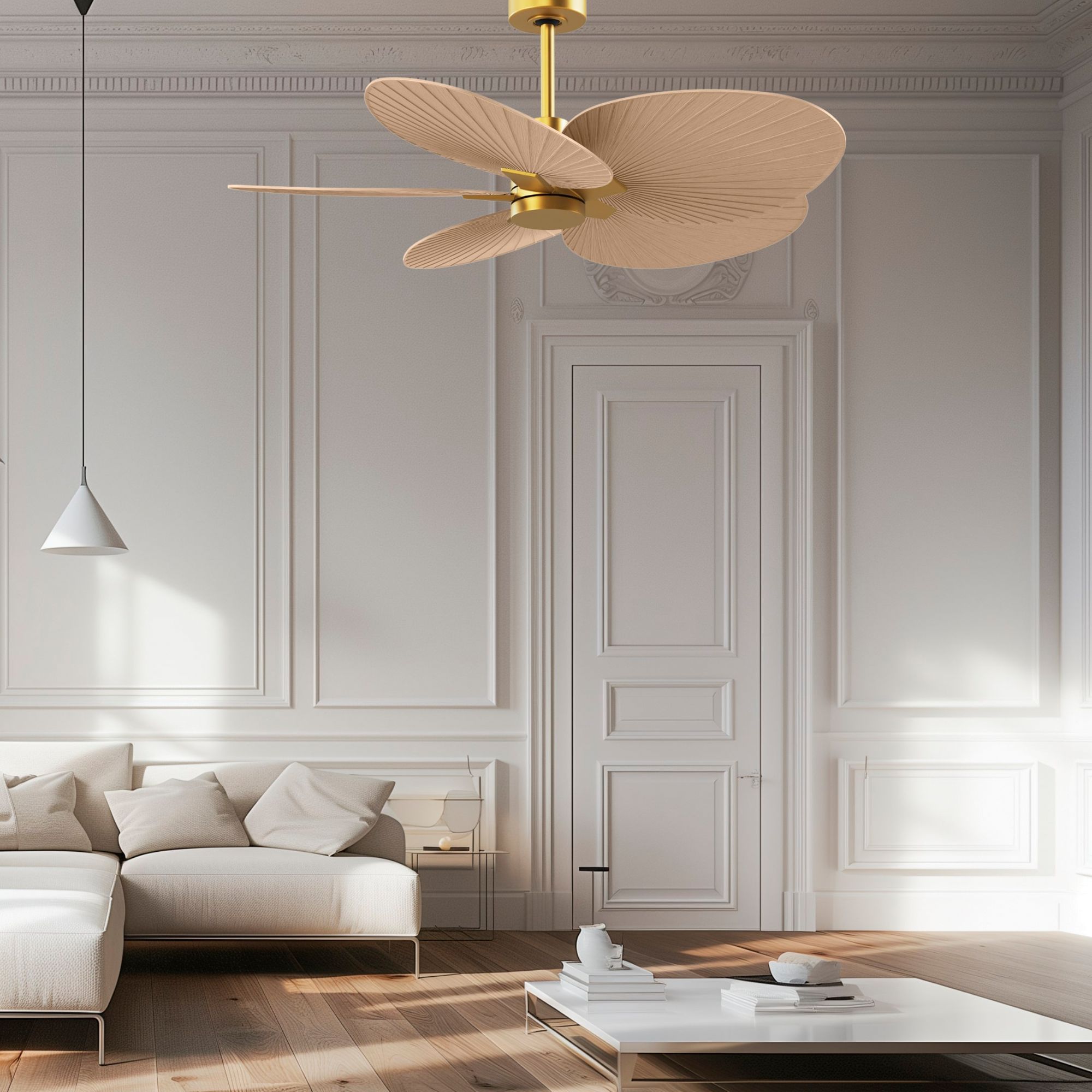 Image 2 48" Alessandra Tropical Brass and Light Maple Ceiling Fan more views