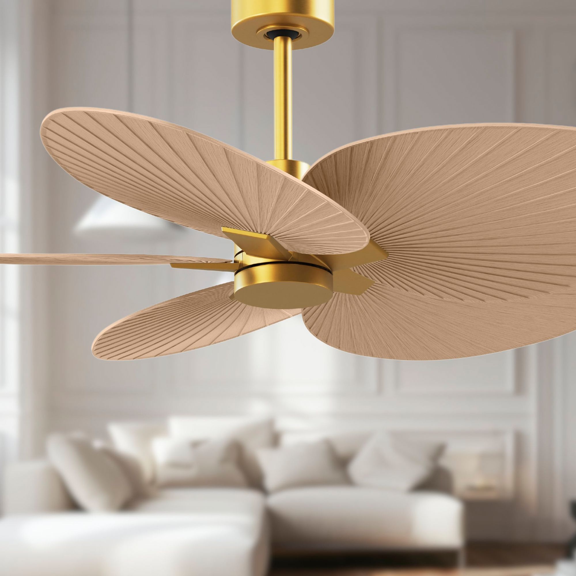 Image 3 48" Alessandra Tropical Brass and Light Maple Ceiling Fan more views