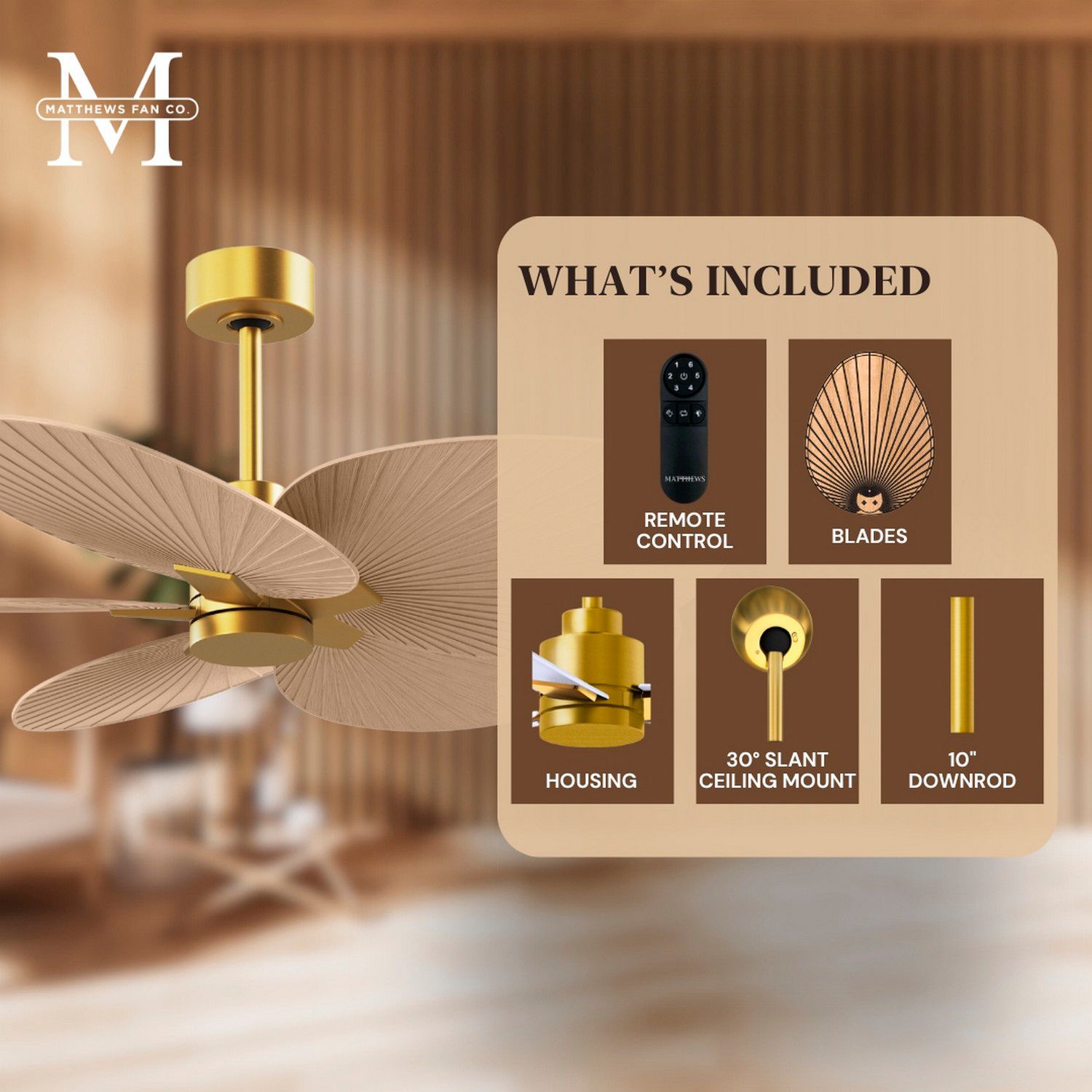 Image 7 48" Alessandra Tropical Brass and Light Maple Ceiling Fan more views