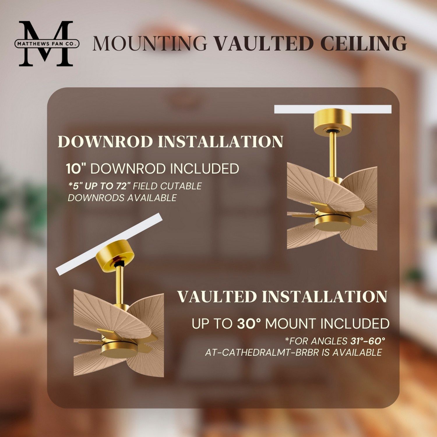 48" Alessandra Tropical Brass and Light Maple Ceiling Fan