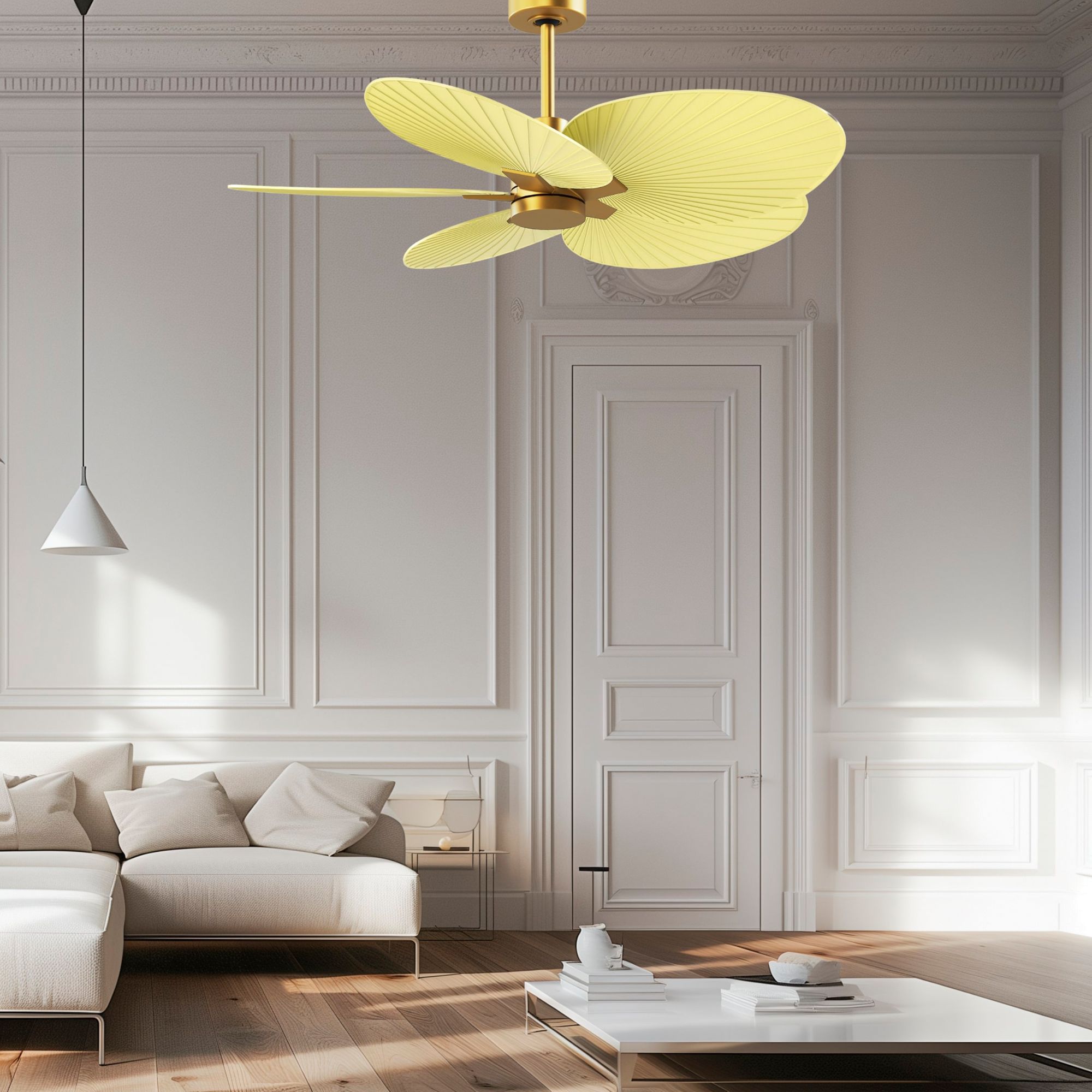 Image 4 48" Alessandra Tropical Brass Ceiling Fan with Yellow Blades more views