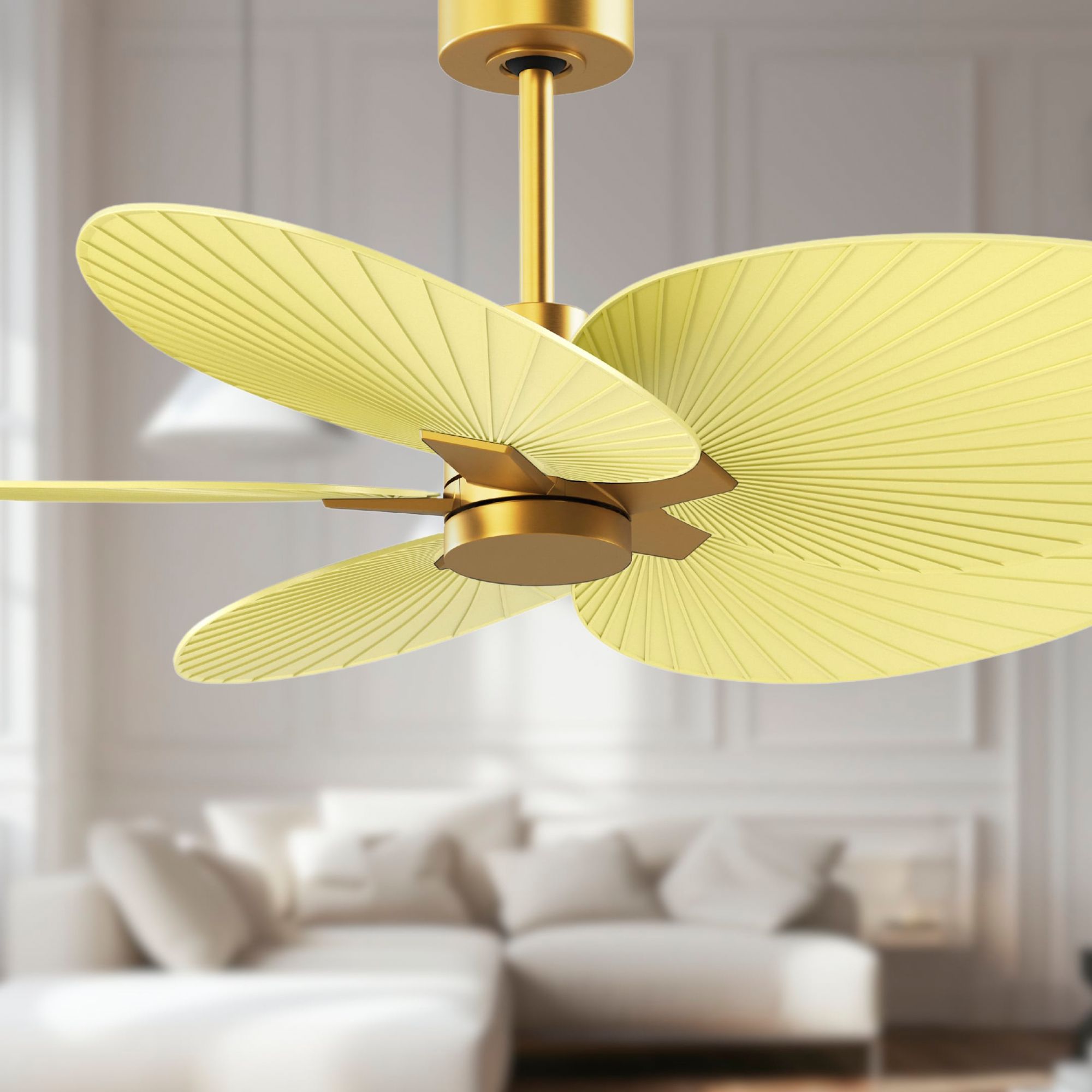 Image 5 48" Alessandra Tropical Brass Ceiling Fan with Yellow Blades more views
