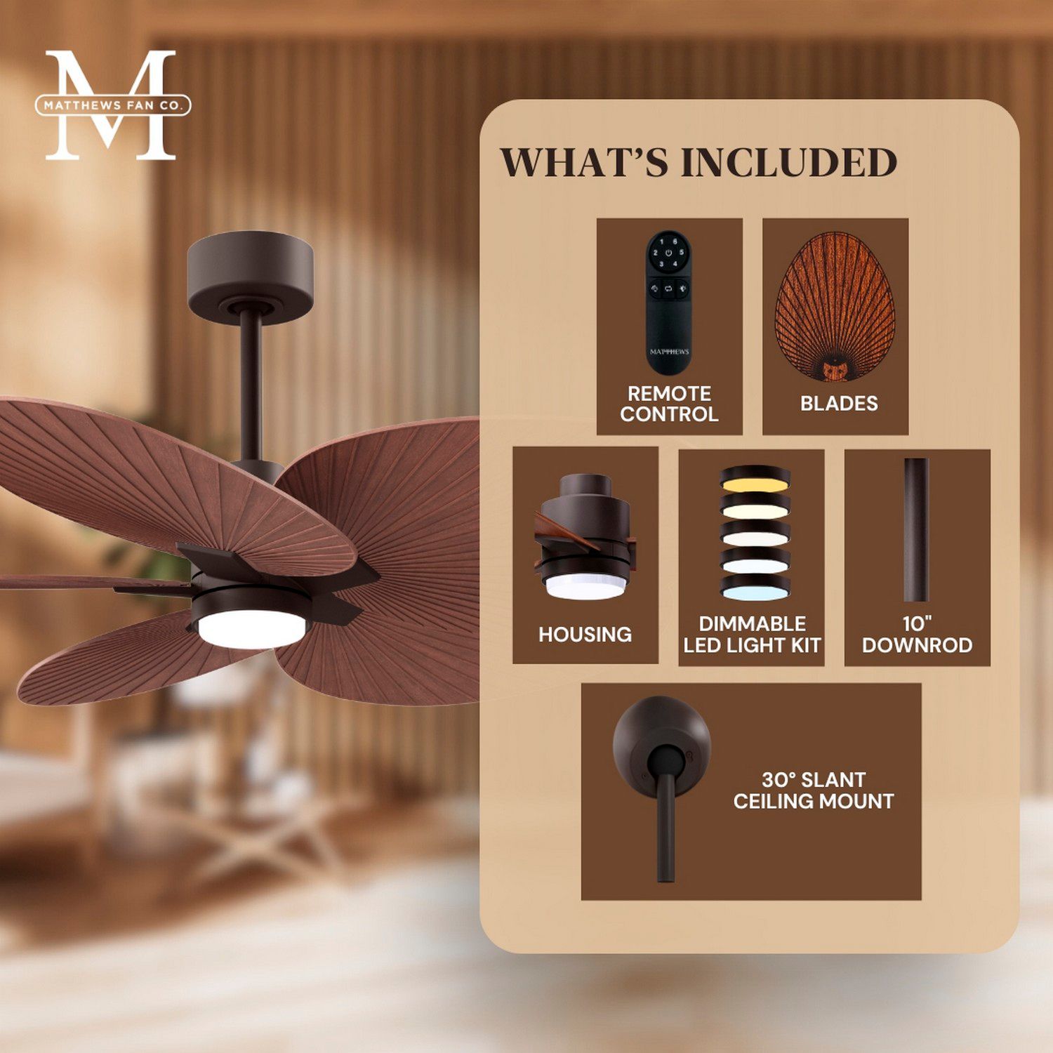 Image 6 48" Alessandra Tropical Bronze and Walnut LED Ceiling Fan more views