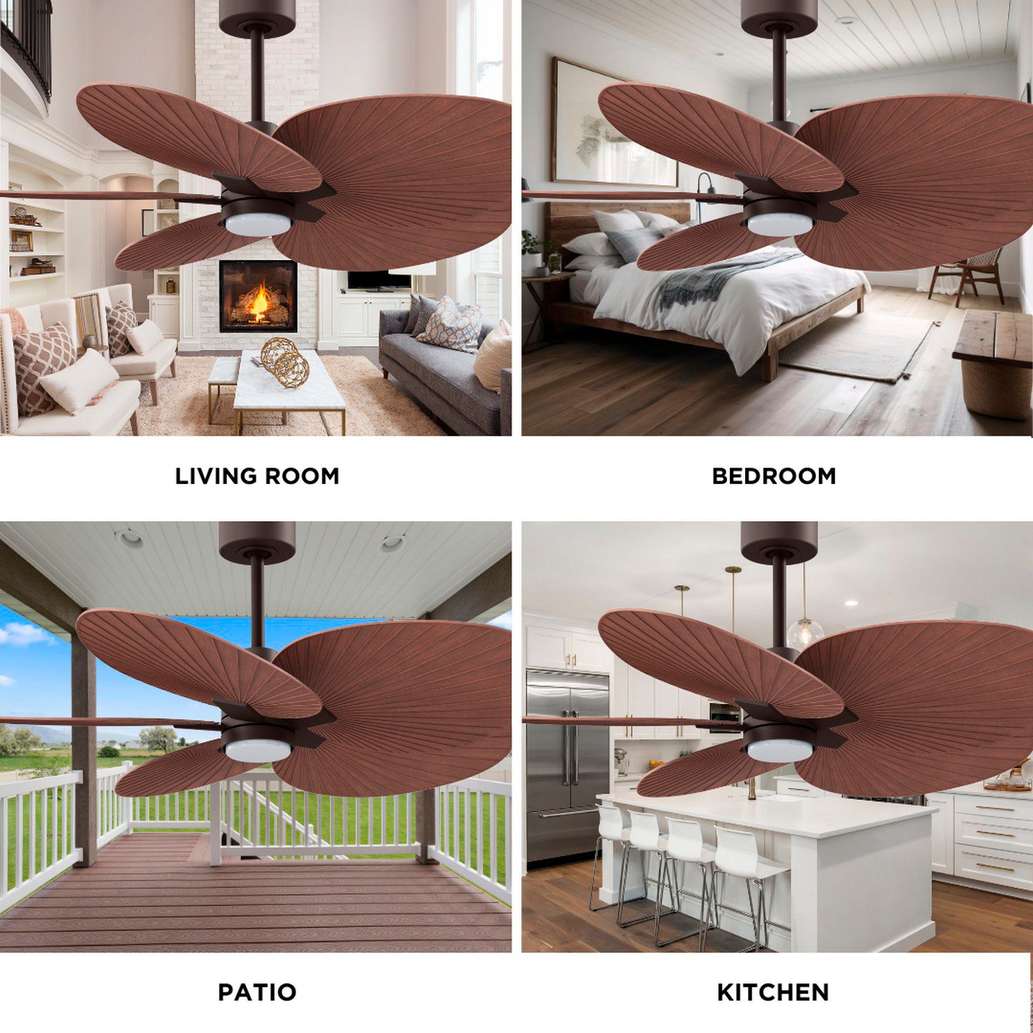48" Alessandra Tropical Bronze and Walnut LED Ceiling Fan