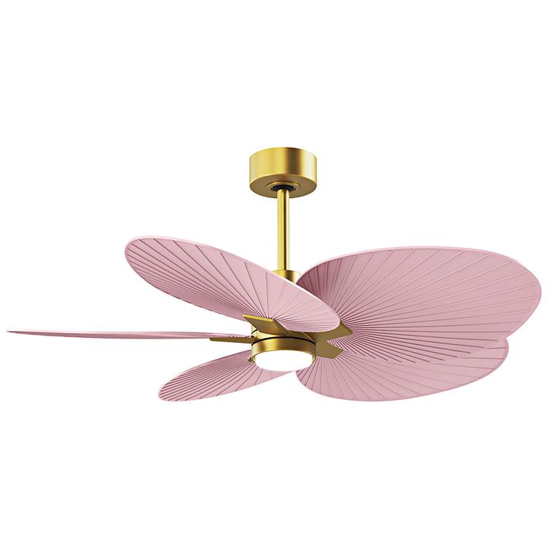 Image 1 48" Alessandra Tropical Brushed Brass and Pink Ceiling Fan