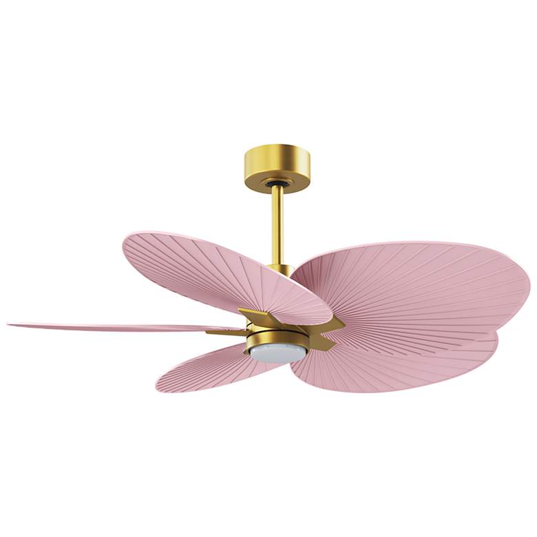 Image 2 48" Alessandra Tropical Brushed Brass and Pink Ceiling Fan more views