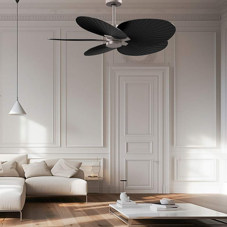 Image 2 48" Alessandra Tropical Brushed Nickel and Black Ceiling Fan more views