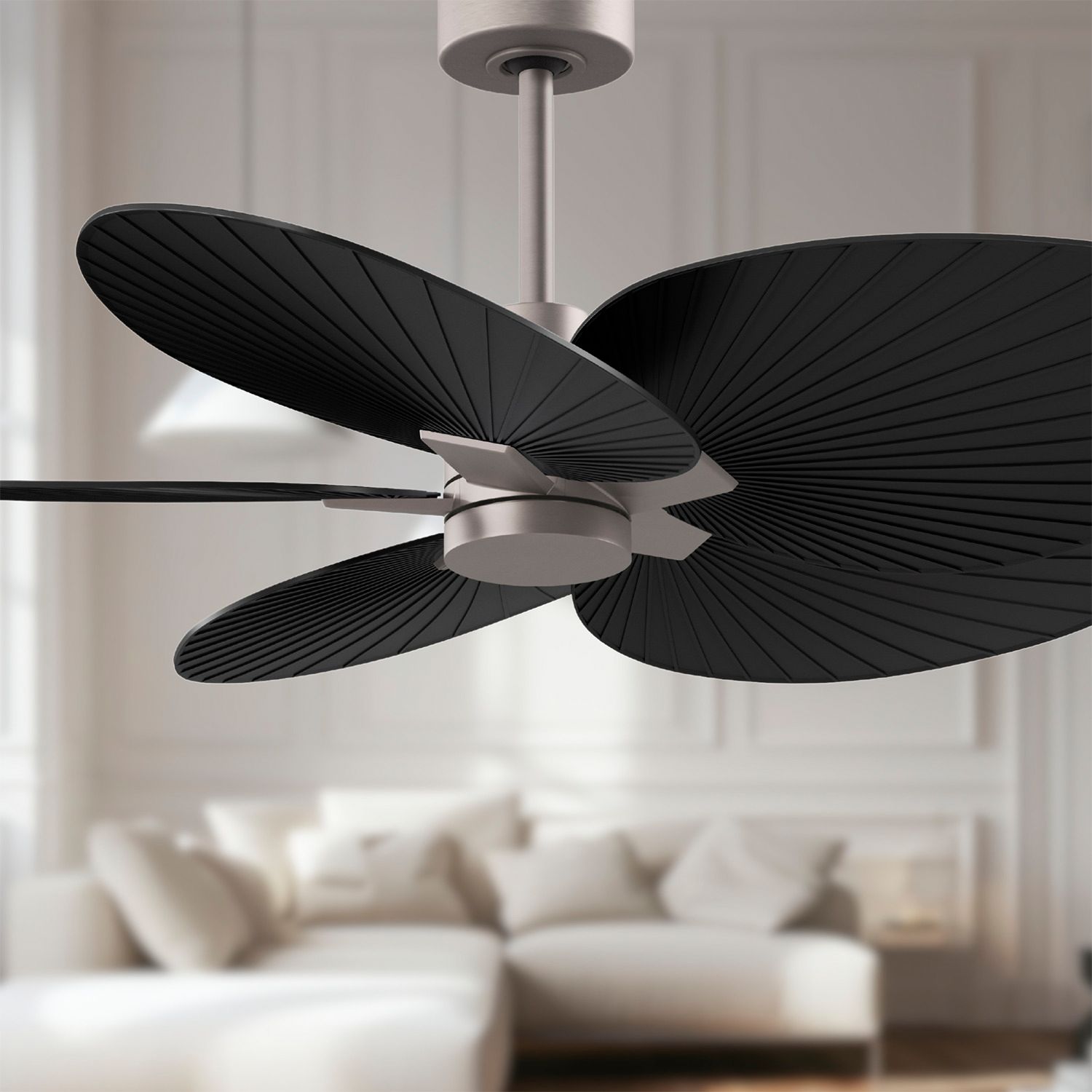 Image 3 48" Alessandra Tropical Brushed Nickel and Black Ceiling Fan more views
