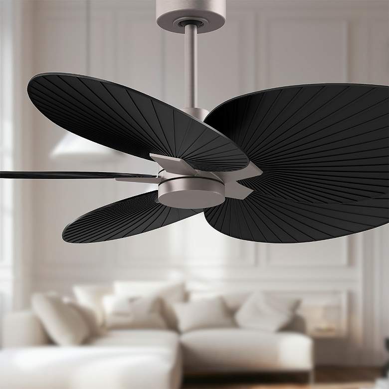 Image 3 48" Alessandra Tropical Brushed Nickel and Black Ceiling Fan more views