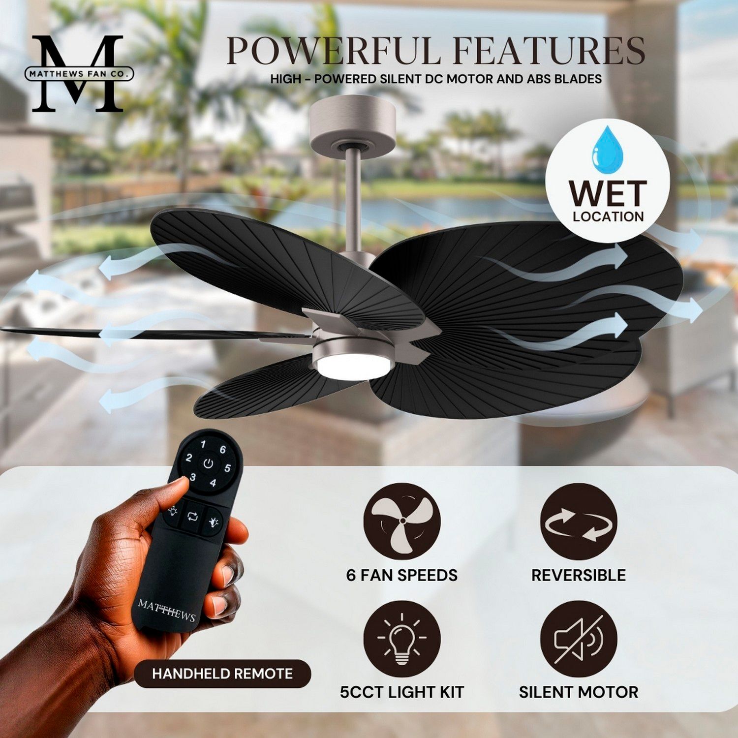 Image 6 48" Alessandra Tropical Brushed Nickel and Black Ceiling Fan more views