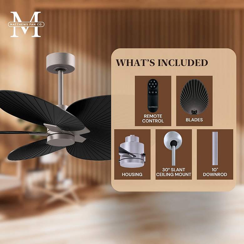 Image 7 48" Alessandra Tropical Brushed Nickel and Black Ceiling Fan more views