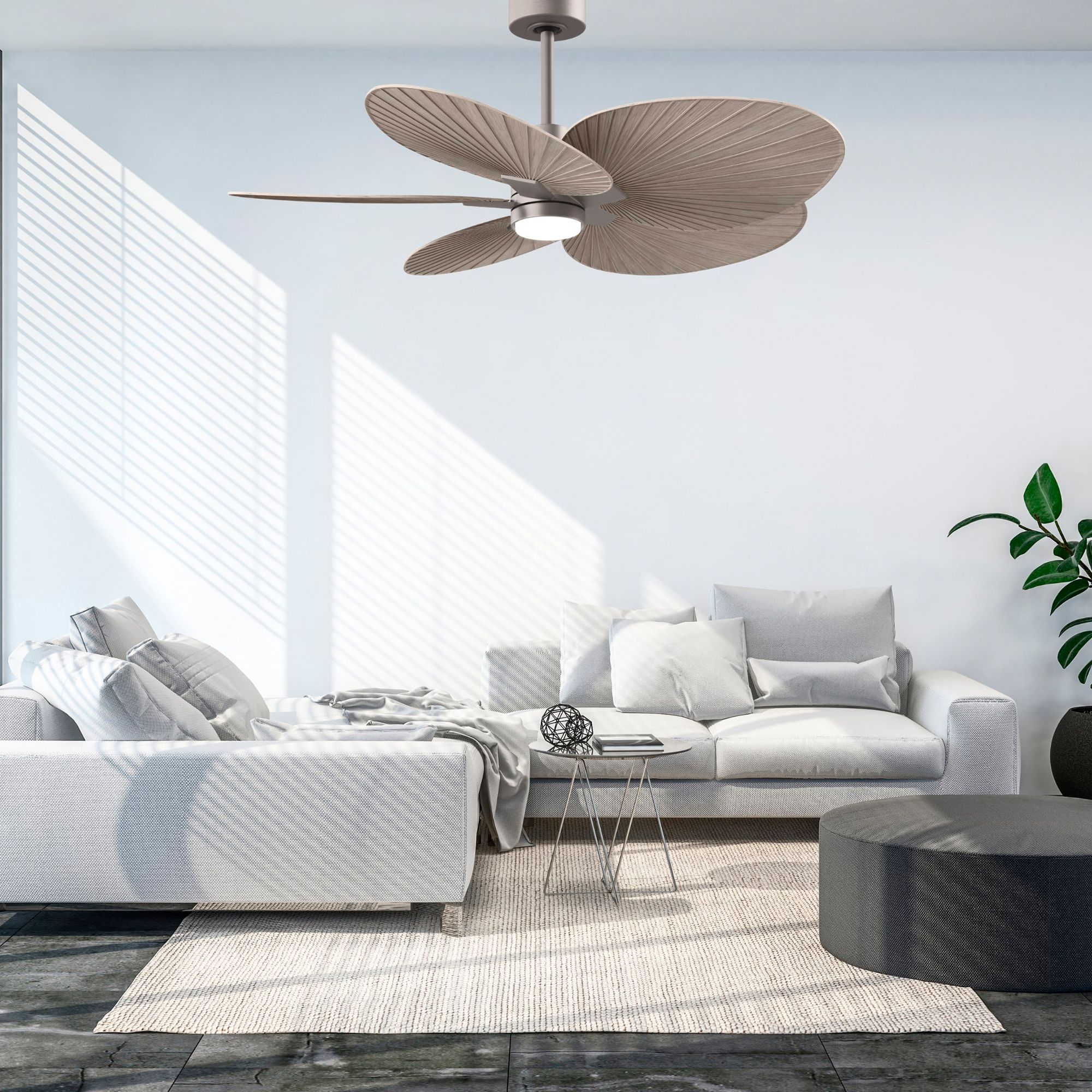 Image 3 48" Alessandra Tropical Brushed Nickel and Gray Ceiling Fan more views