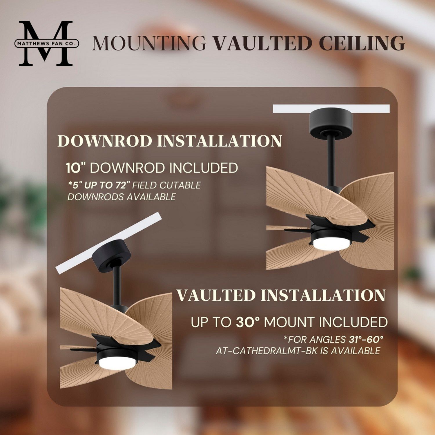 48" Alessandra Tropical Matte Black Light Maple Ceiling Fan