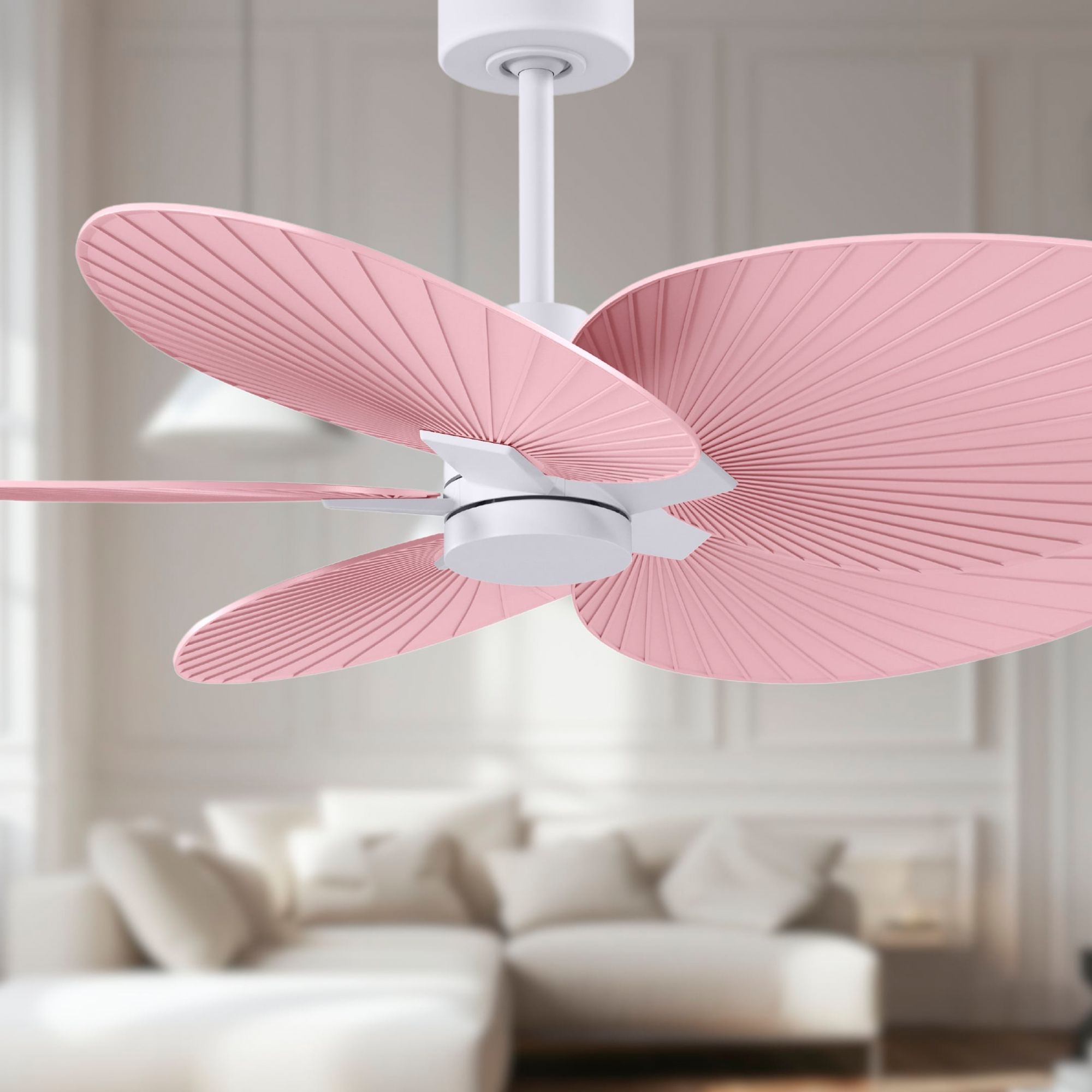 Image 3 48" Alessandra Tropical Matte White and Pink Ceiling Fan more views