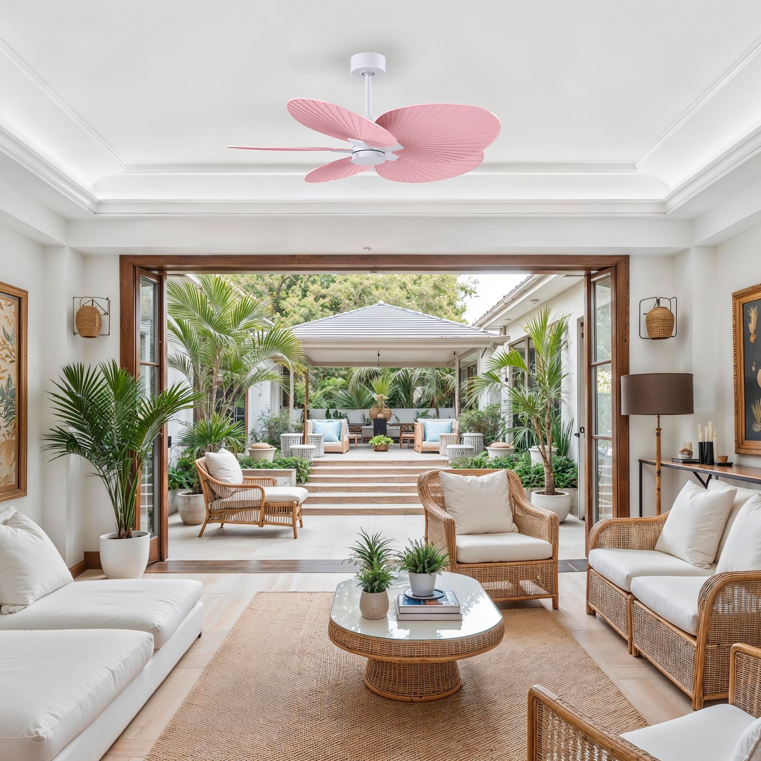 Image 4 48" Alessandra Tropical Matte White and Pink Ceiling Fan more views