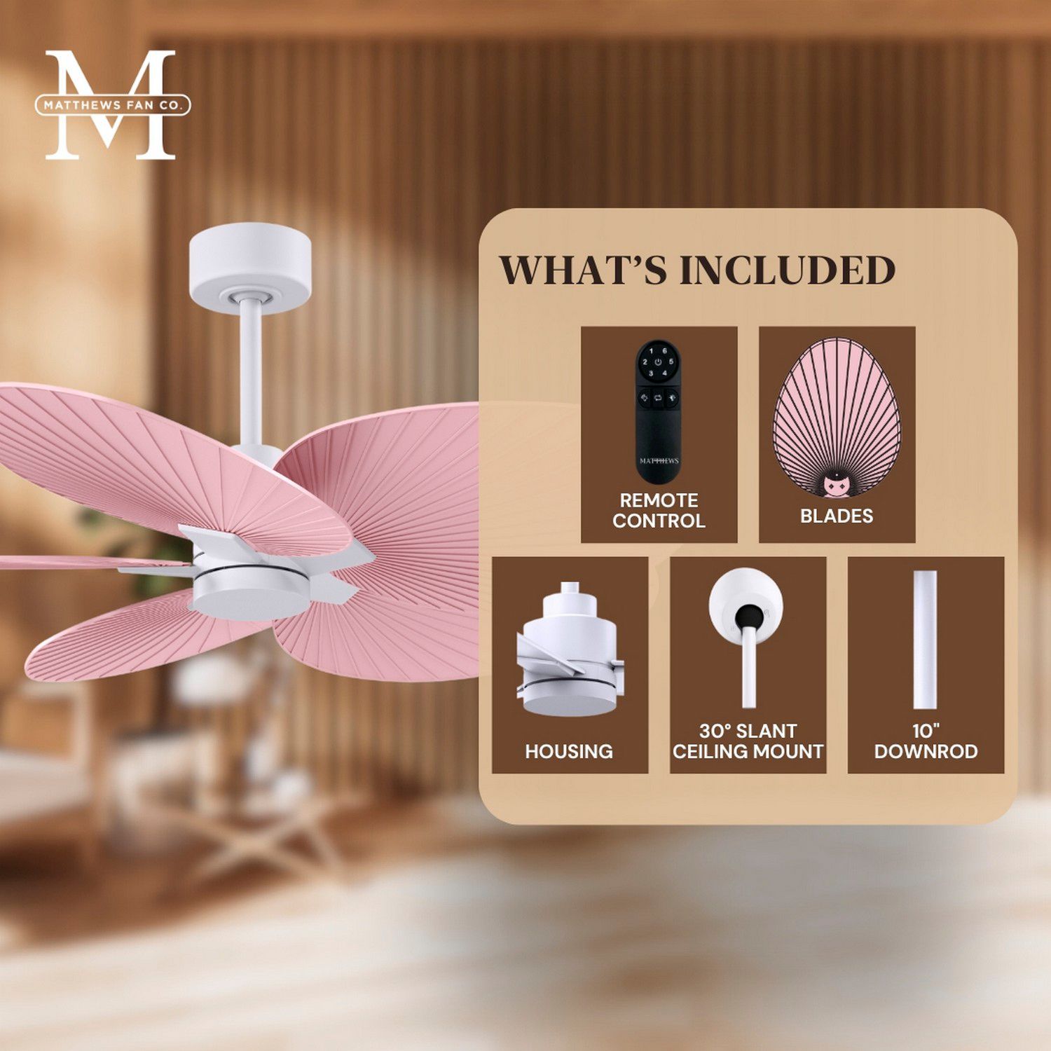 Image 7 48" Alessandra Tropical Matte White and Pink Ceiling Fan more views