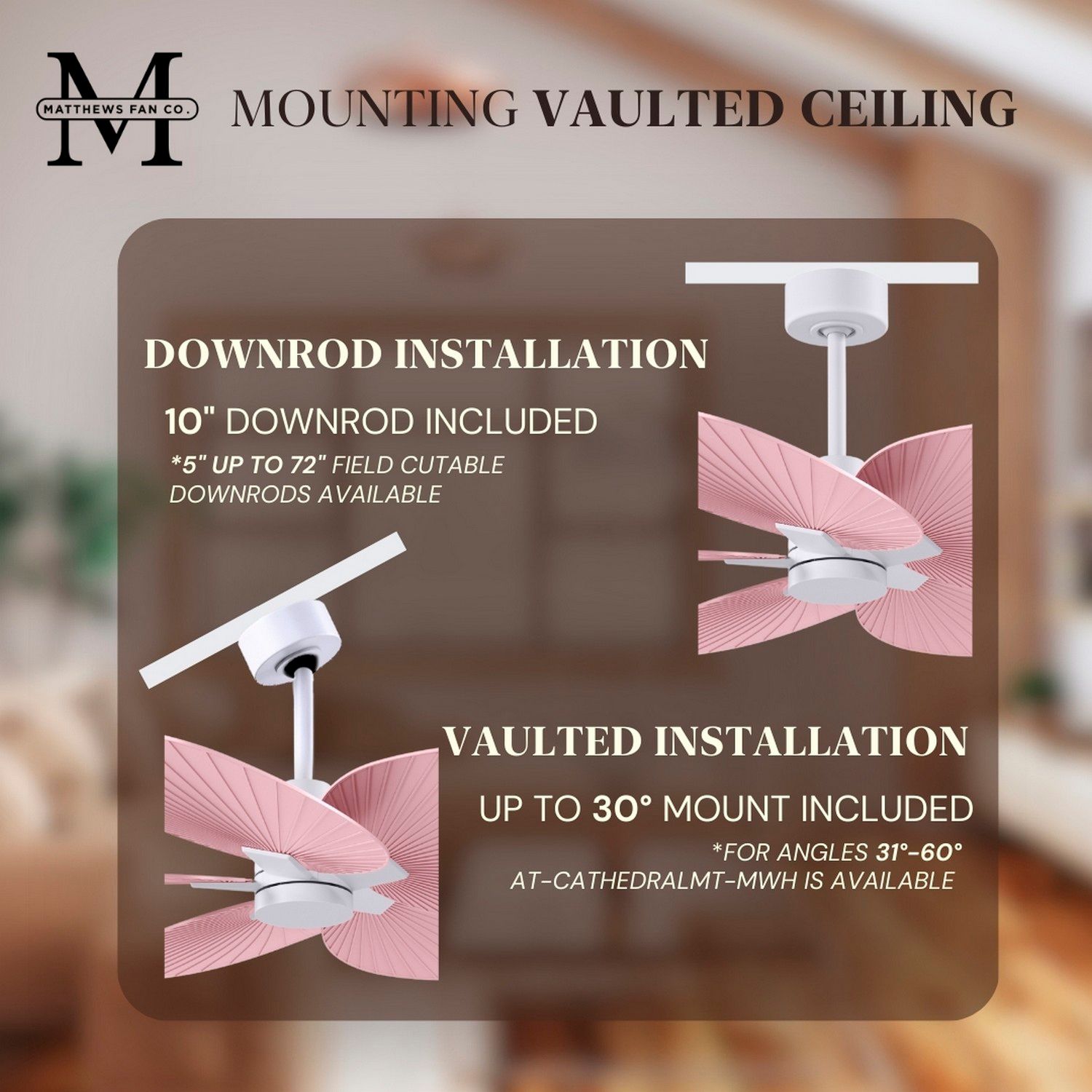 48" Alessandra Tropical Matte White and Pink Ceiling Fan