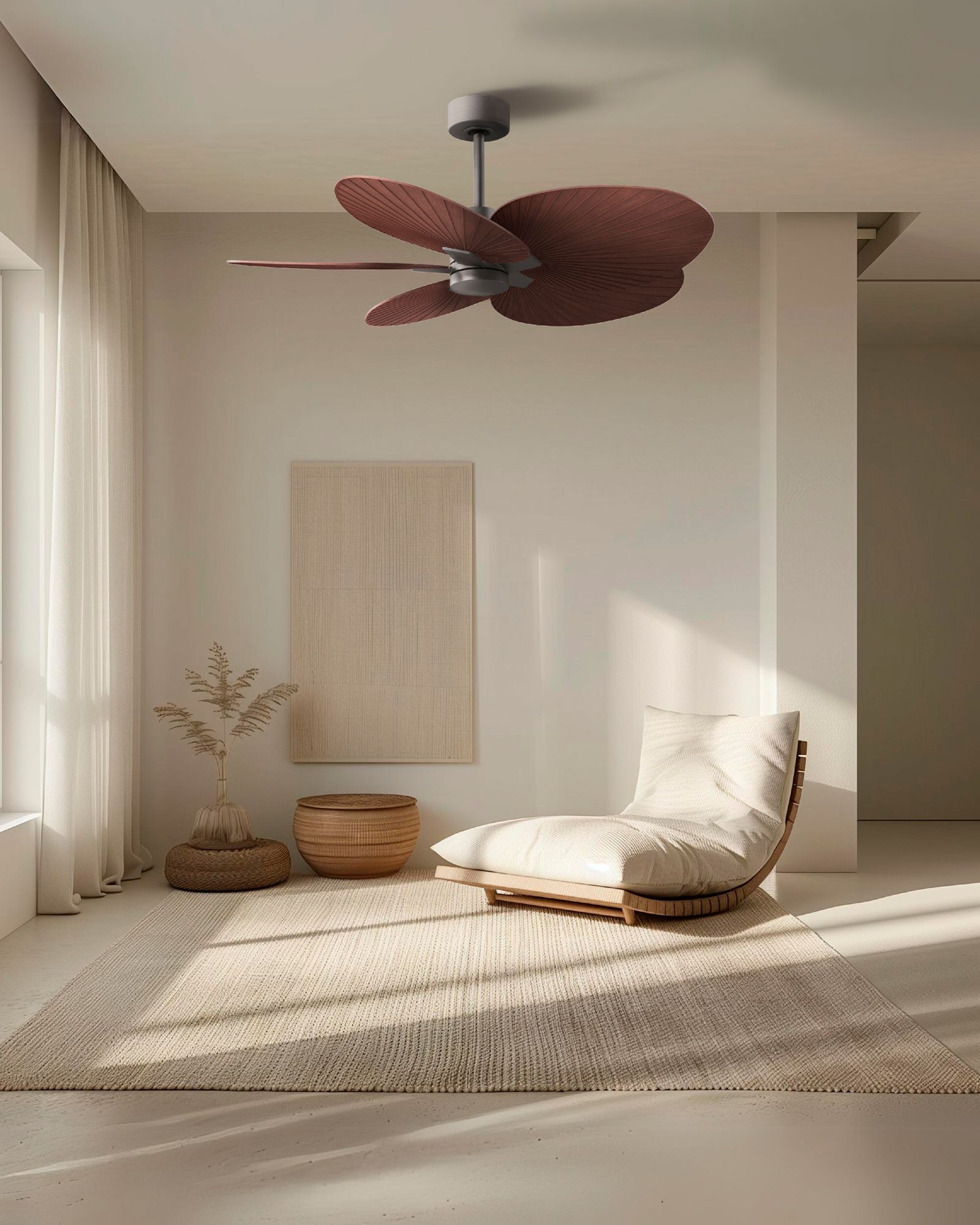 Image 2 48" Alessandra Tropical Nickel Ceiling Fan w/ Walnut Blades more views