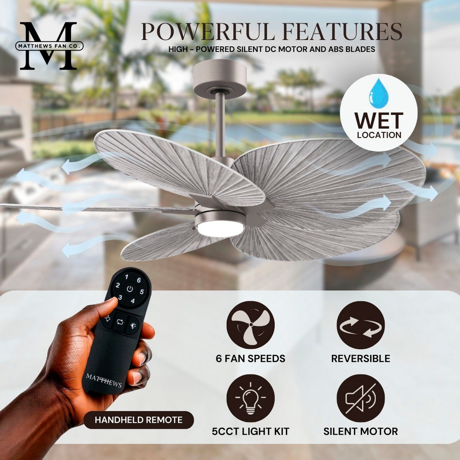 Image 7 48" Alessandra Tropical Nickel Ceiling Fan with Barn Blades more views