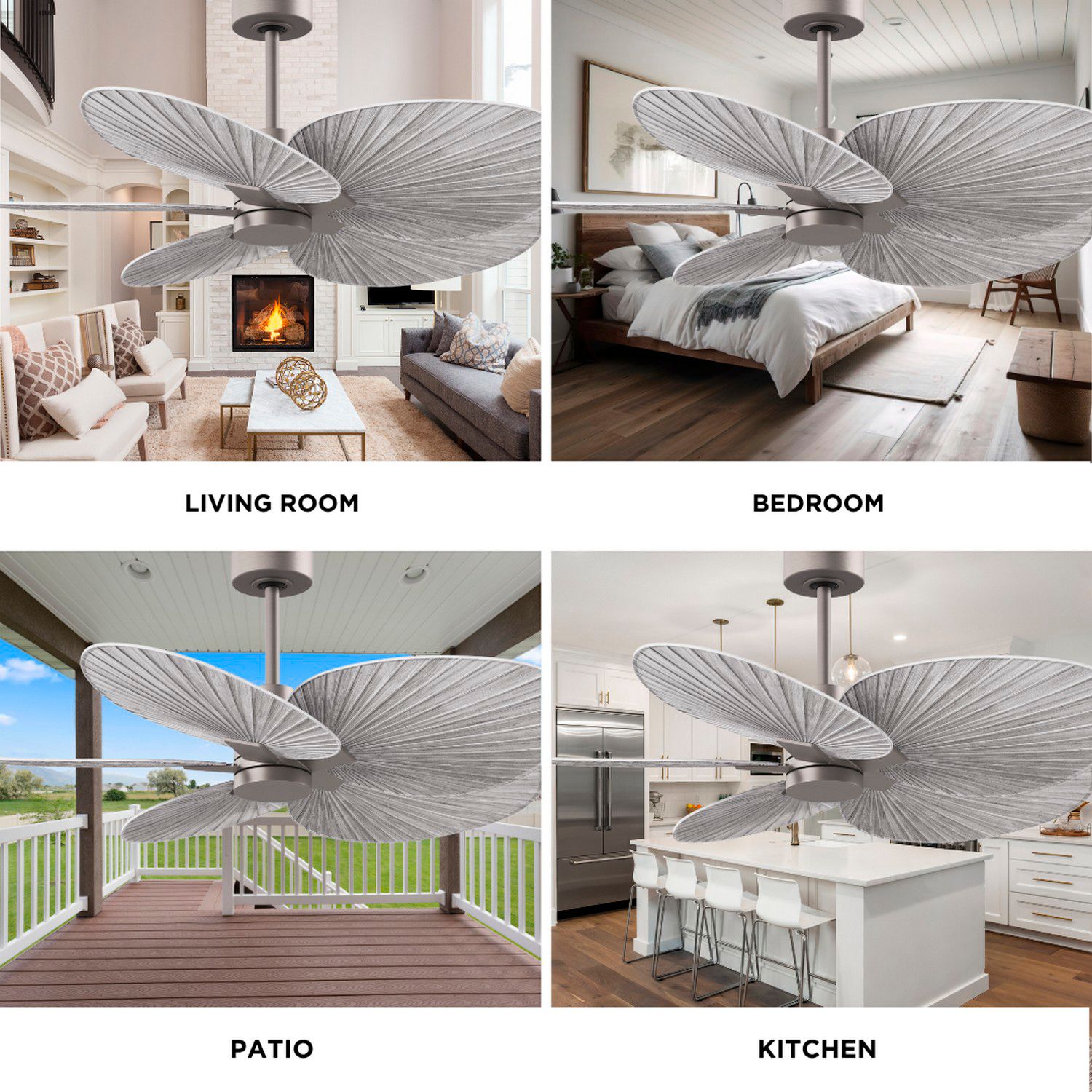 48" Alessandra Tropical Nickel Ceiling Fan with Barn Blades