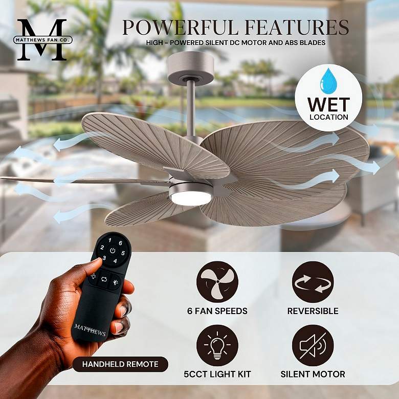 Image 6 48" Alessandra Tropical Nickel Ceiling Fan with Gray Blades more views