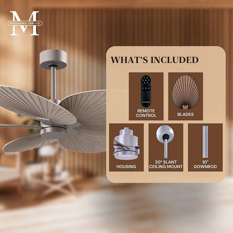 Image 7 48" Alessandra Tropical Nickel Ceiling Fan with Gray Blades more views