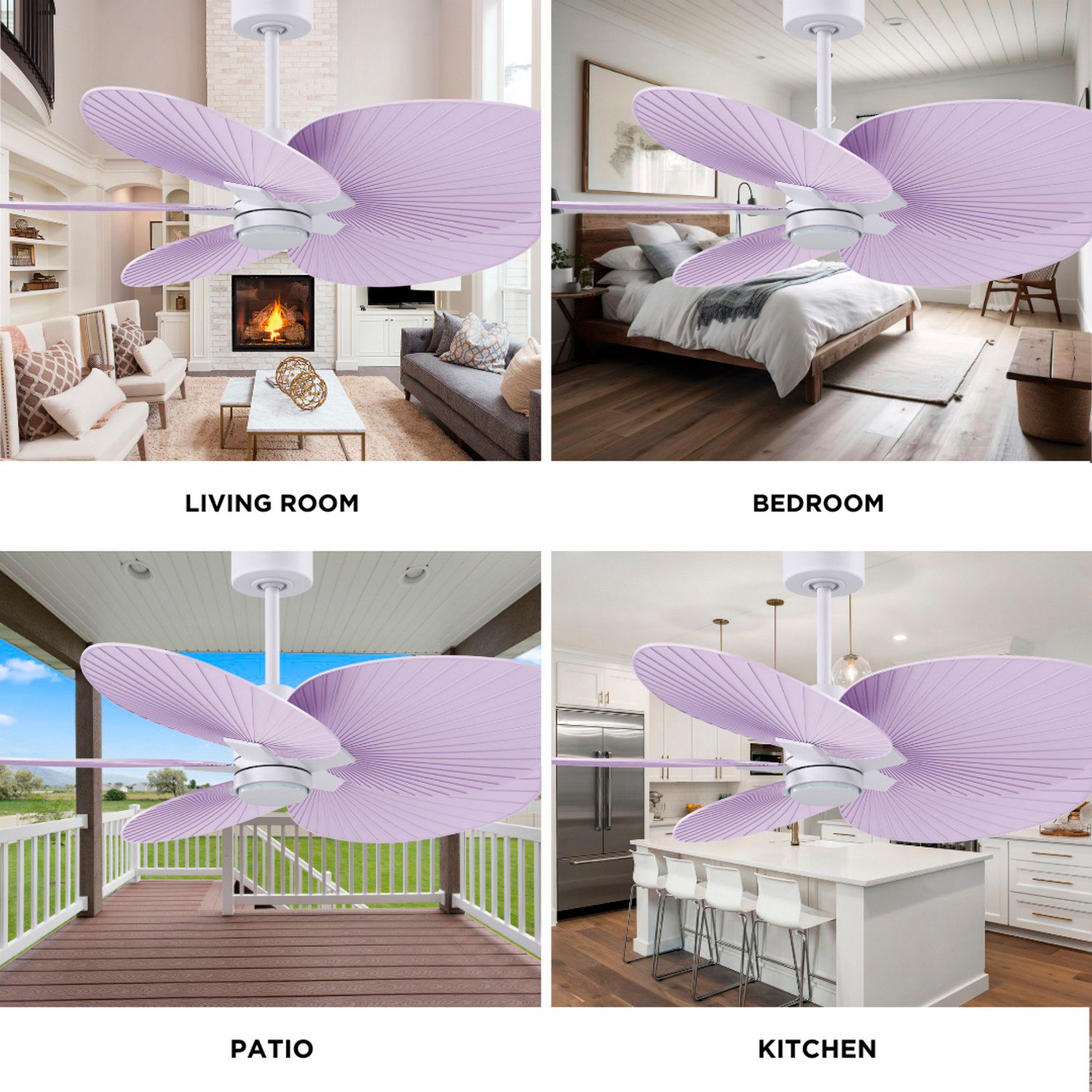 48" Alessandra Tropical White and Lilac LED Ceiling Fan