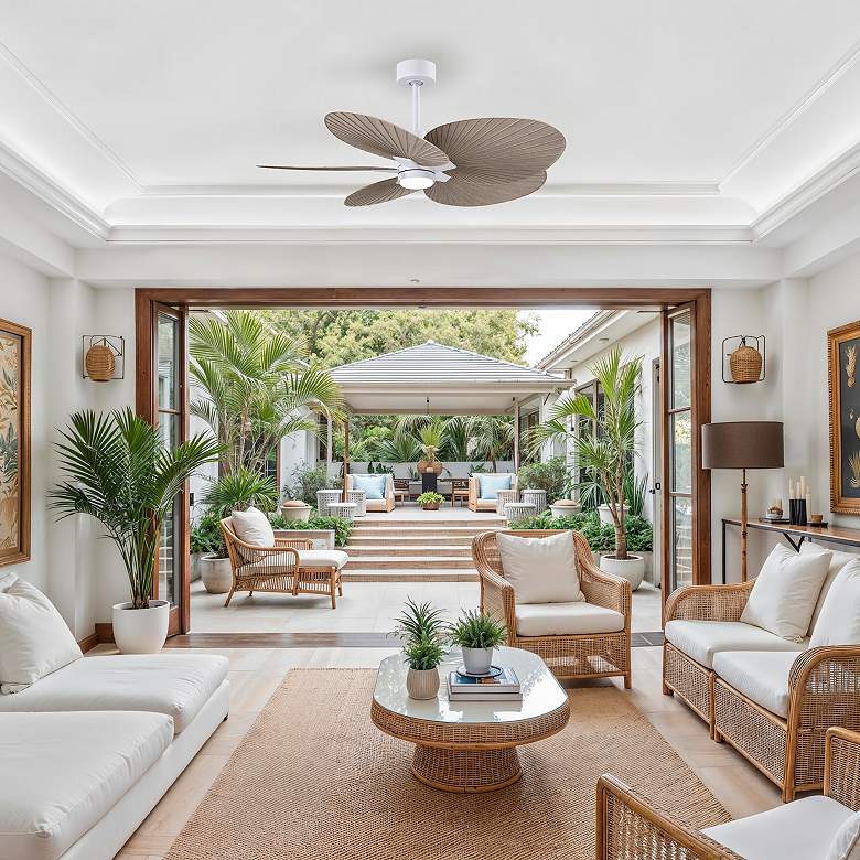 Image 3 48" Alessandra Tropical White LED Ceiling Fan w/ Gray Blades more views