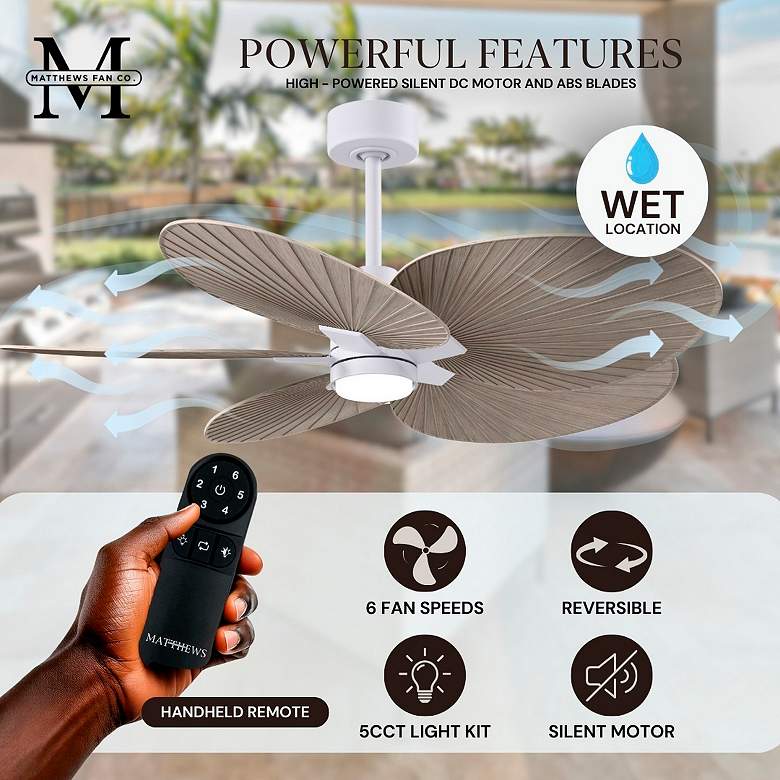 Image 5 48" Alessandra Tropical White LED Ceiling Fan w/ Gray Blades more views