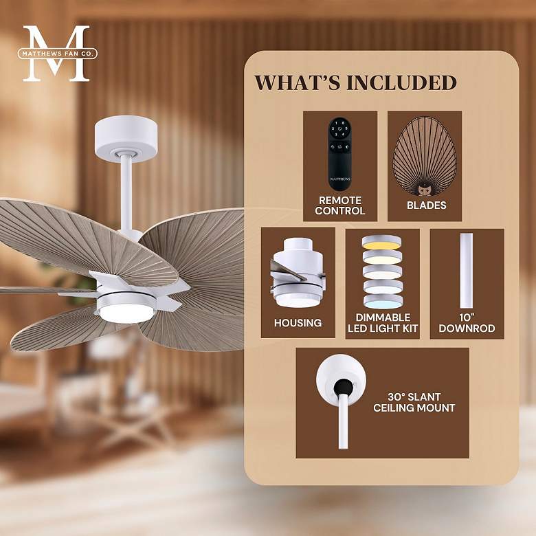 Image 6 48" Alessandra Tropical White LED Ceiling Fan w/ Gray Blades more views