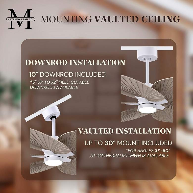 Image 7 48" Alessandra Tropical White LED Ceiling Fan w/ Gray Blades more views